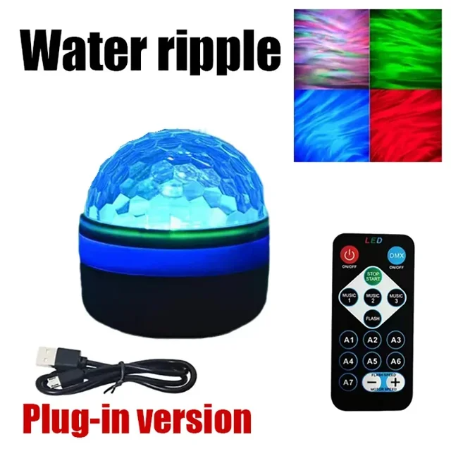 AuroraGlow LED Projector  16 Color USB Light with Remote for Home Decor